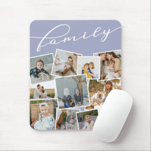 Lilac Scattered Photos Photo Collage Family Mouse Mat