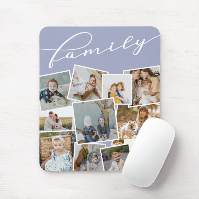 Lilac Scattered Photos Photo Collage Family Mouse Mat (With Mouse)