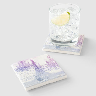 lilac scripts chandelier paris eiffel tower stone coaster
