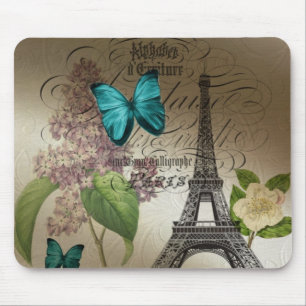 lilac scripts modern vintage paris eiffel tower mouse mat