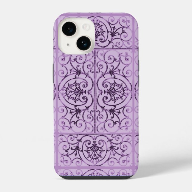 Lilac scrollwork pattern iPhone case (Back)
