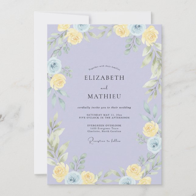 Lilac Serene Botanical Wedding Invitation (Front)