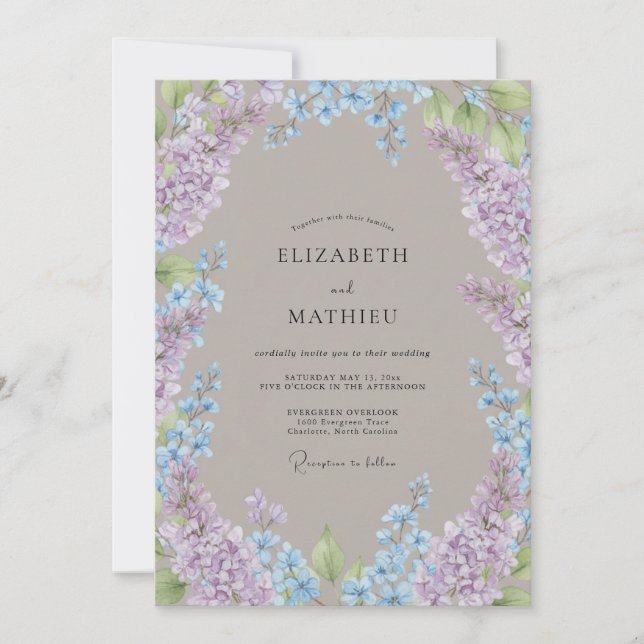 Lilac Serene Spring Wedding Invitation (Front)