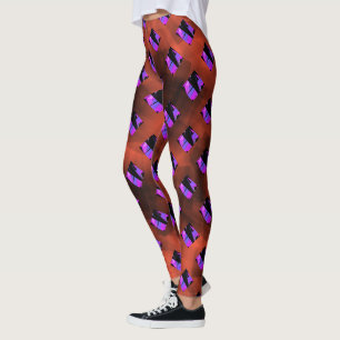 Lilac shapes, red dark circles or abstract hexagon leggings