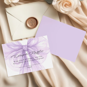 Lilac Sheer Bow Diaper Raffle Chic Enclosure Card