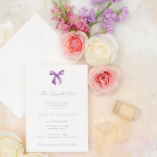 Lilac She's Tying the Knot Bow Bridal Shower Invitation
