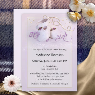 Lilac Shoes Girl Baby Shower Invitation