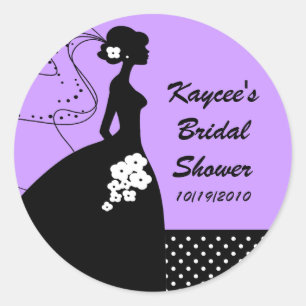 Lilac Silhouette Bride Bridal Shower Sticker