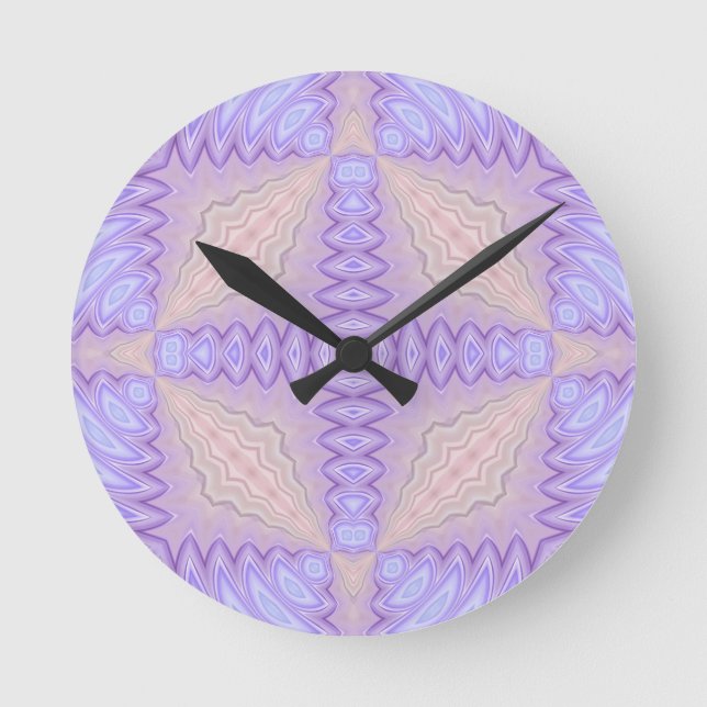 Lilac Silk Abstract Two Christmas Gift Round Clock (Front)
