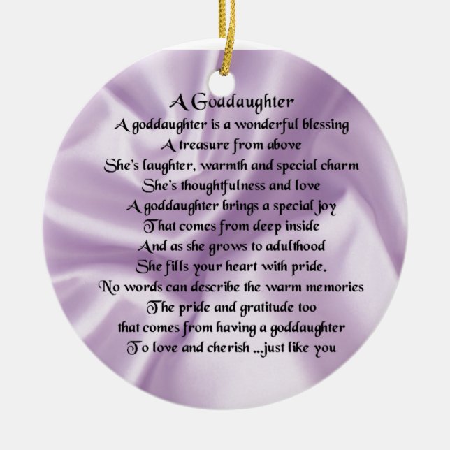 Lilac Silk Goddaughter Ceramic Tree Decoration (Front)