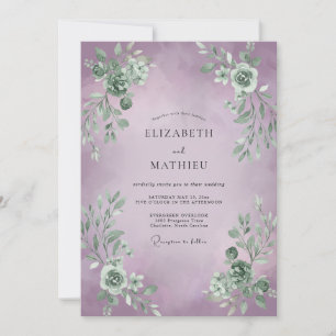 Lilac Silver Foliage Eucalyptus Wedding Invitation