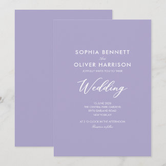 lilac SIMPLE modern elegant WEDDING INVITE