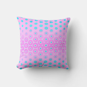 Lilac, Sky Blue and Pink Flowers Cushion