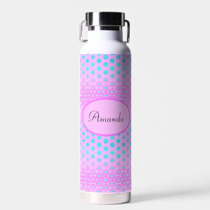 Lilac, Sky Blue and Pink Flowers Water Bottle