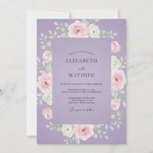Lilac Soft Pink Peony Wedding Invitation