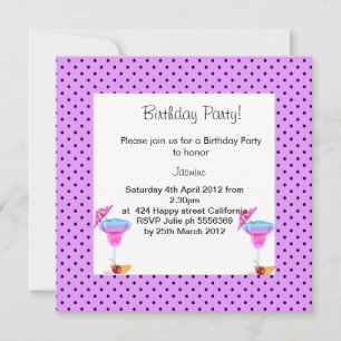 LILAC SPOT BIRTHDAY PARTY INVITATION