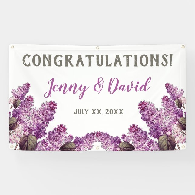 Lilac Spring Garden Hanging Wedding Banner (Horizontal)