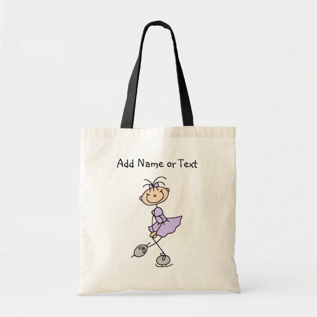 Lilac Stick Figure Girl Ice Skater Customised Bag (Front)