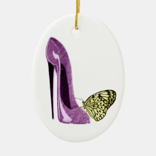 Lilac Stiletto Shoe and Yellow Butterfly Ornament