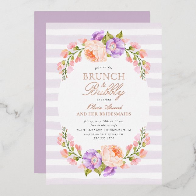 Lilac Stripe and Bloom Bridal Brunch and Bubbly (Front/Back)