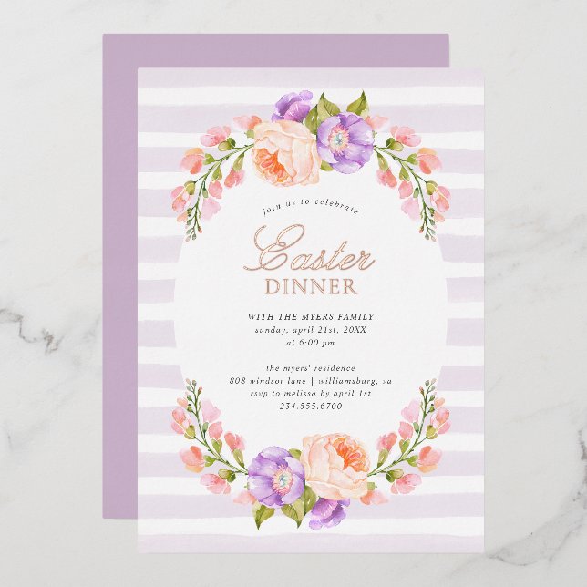 Lilac Stripe and Bloom Easter Dinner (Front/Back)
