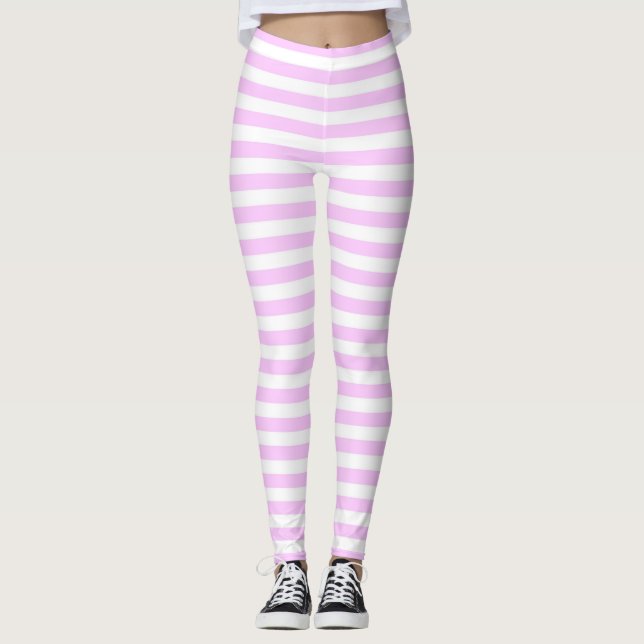  Lilac Stripe horizontal Leggings (Front)