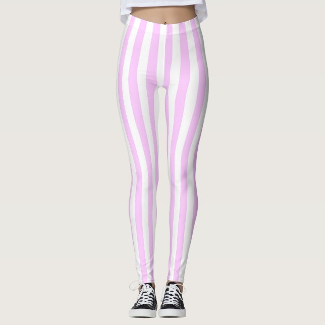  Lilac Stripe vertical Leggings (Front)