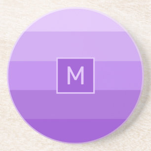 Lilac Stripes custom monogram Coaster