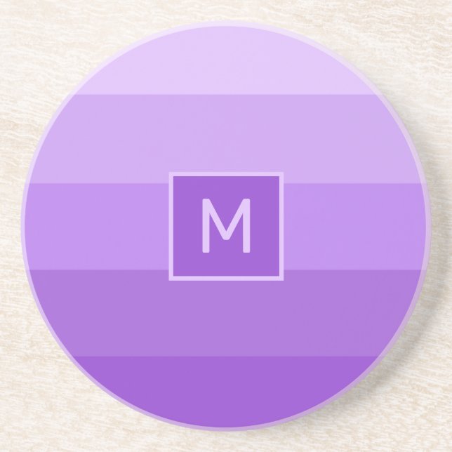 Lilac Stripes custom monogram Coaster (Front)
