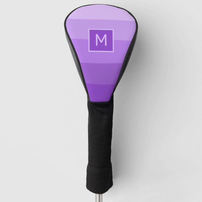 Lilac Stripes custom monogram Golf Head Cover (Front)