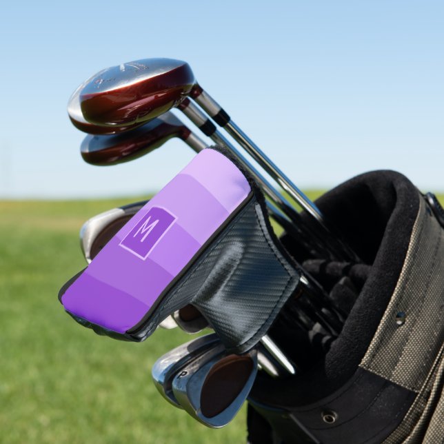 Lilac Stripes custom monogram Golf Head Cover (In Situ)
