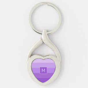Lilac Stripes custom monogram Key Ring