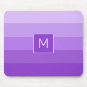 Lilac Stripes custom monogram Mouse Mat