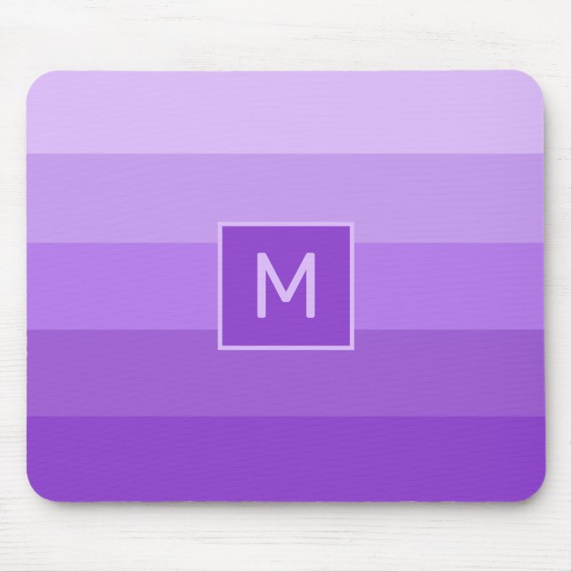 Lilac Stripes custom monogram Mouse Mat (Front)