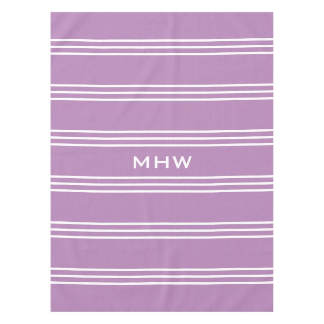 Lilac Stripes custom monogram table cloths (Front)