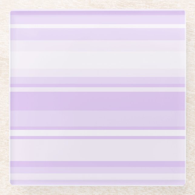 Lilac stripes glass coaster (Front)