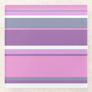 Lilac stripes glass coaster