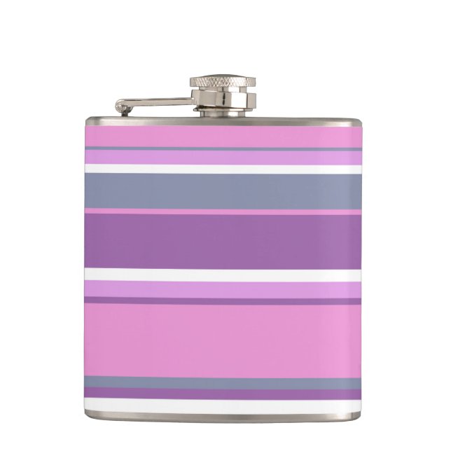 Lilac stripes hip flask (Front)