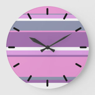 Lilac stripes large clock