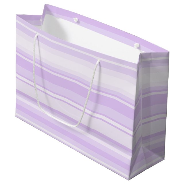 Lilac stripes large gift bag (Front Angled)