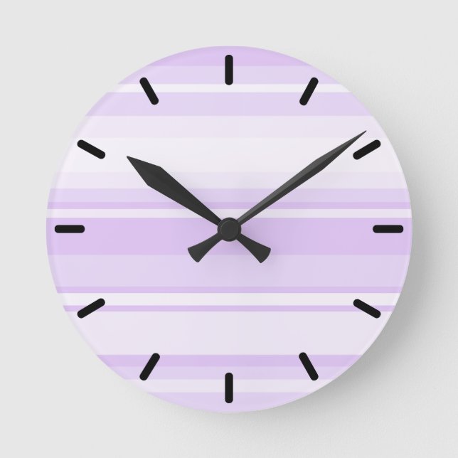 Lilac stripes round clock (Front)