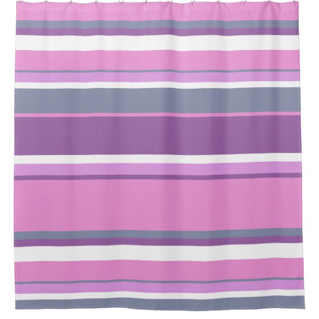 Lilac stripes shower curtain (Front)