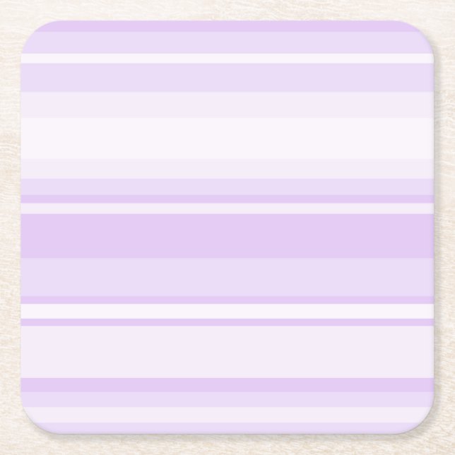 Lilac stripes square paper coaster (Front)