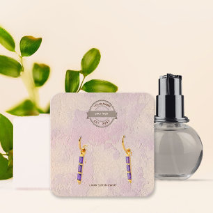 Lilac Stucco Vintage Logo Earring Display Square Business Card