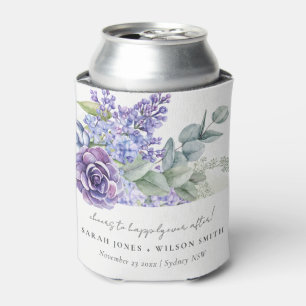 Lilac Succulent Eucalyptus Botanical Bunch Wedding Can Cooler