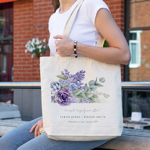 Lilac Succulent Eucalyptus Botanical Bunch Wedding Tote Bag