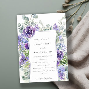 Lilac Succulent Eucalyptus Botanical Frame Wedding Invitation