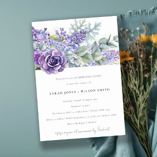 Lilac Succulent Eucalyptus Fauna Rehearsal Dinner Invitation