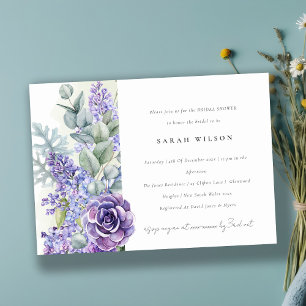 Lilac Succulent Eucalyptus Foliage Bridal Shower Invitation
