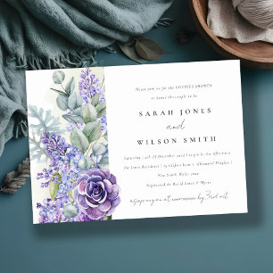 Lilac Succulent Eucalyptus Foliage Couples Shower Invitation